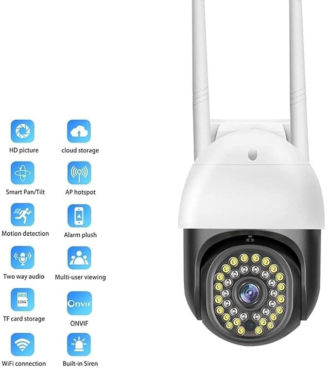 Honyman - 360 WiFi 1080p 3MP 360 Degree Pant Tilt Smart Ptz Wireless Security Camera Indoor Outdoor Security Motion Detection Two Way Audio Watch Live View Camera Home Office Surveillance (K-804) thumbnail 2