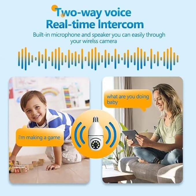 Honyman - Wi-Fi CCTV Camera E27 MODEL1080p Wireless PTZ Bulb Shape V380 Pro | Indoor 360° Smart Home Security Camera Light Vision 24x7 Continuous Recording with Motion Sensor LED Lights thumbnail 4