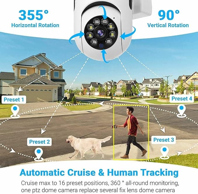 Honyman - PLUS 3 MP FHD WiFi Indoor Mini Fox Ptz Security Camera with Color Light Vision, 360° Ptz Rotation, Motion Tracking, Two Way Audio and Multi Users View (Mini Dome K-802) thumbnail 4